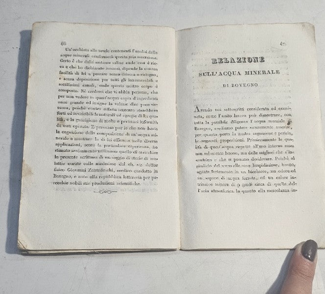 Esperienze Fisico-Chimiche Di Analisi Dell'acqua Minerale Di Bovegno di Stefano Grandoni capo speziale nell’ospedale Maggiore con l’aggiunta di alcune malattie curate dalla stessa