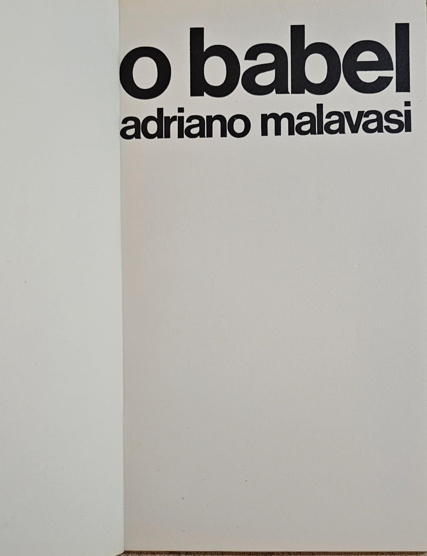 O Babel - Adriano Malavasi |