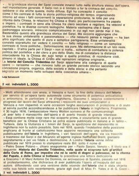 Istoria del Concilio Tridentino 2 VOL. - PAOLO SARPI