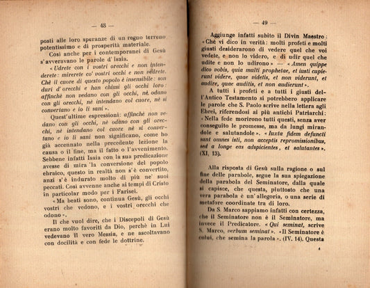 NEL SOPRANNATURALE - LA PARABOLA DI GESU' CRISTO - LEZIONI SCRITTURALI DEL 1925