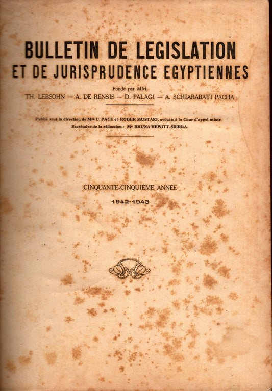 BULLETIN DE LEGISLATION ET DE JURISPRUDENCE EGYPTIENNES