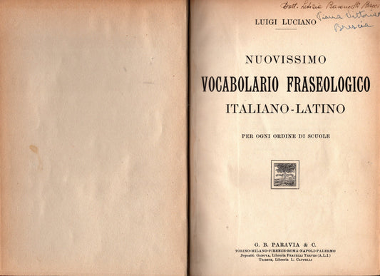 Nuovissimo Vocabolario Fraseologico Italiano Latino - IOLIBROCARMINE