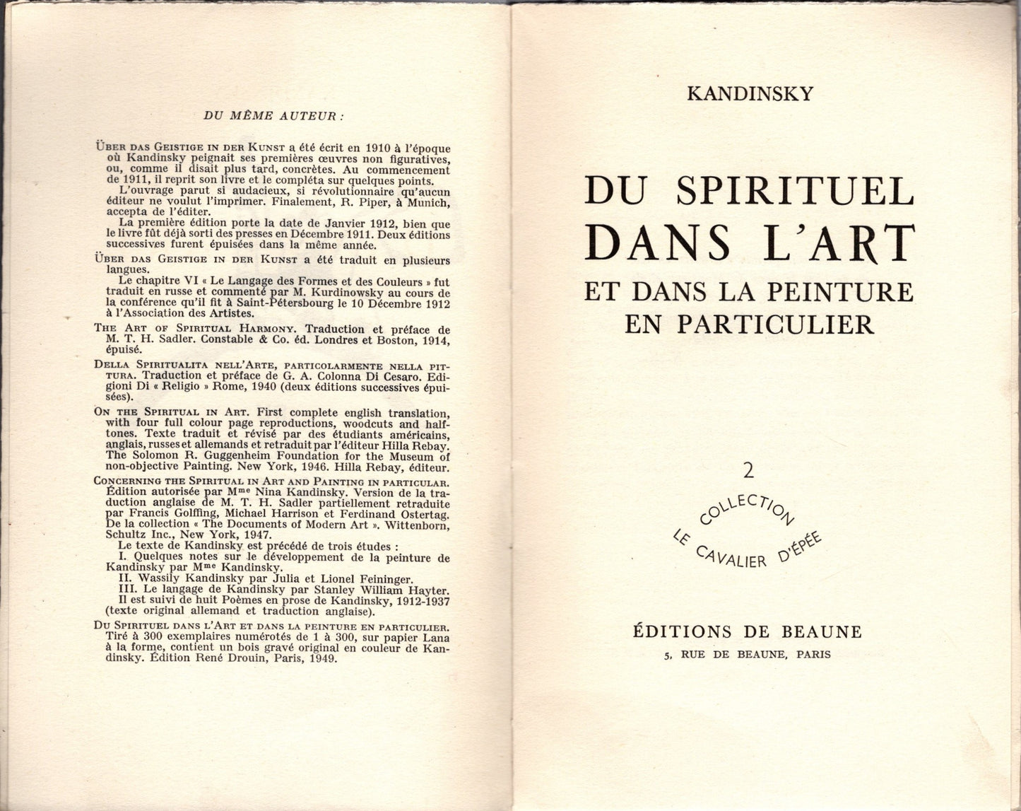 Du Spirituel Dans L'art Et Dans La Peinture En Particulier – Kandinsky * - IOLIBROCARMINE
