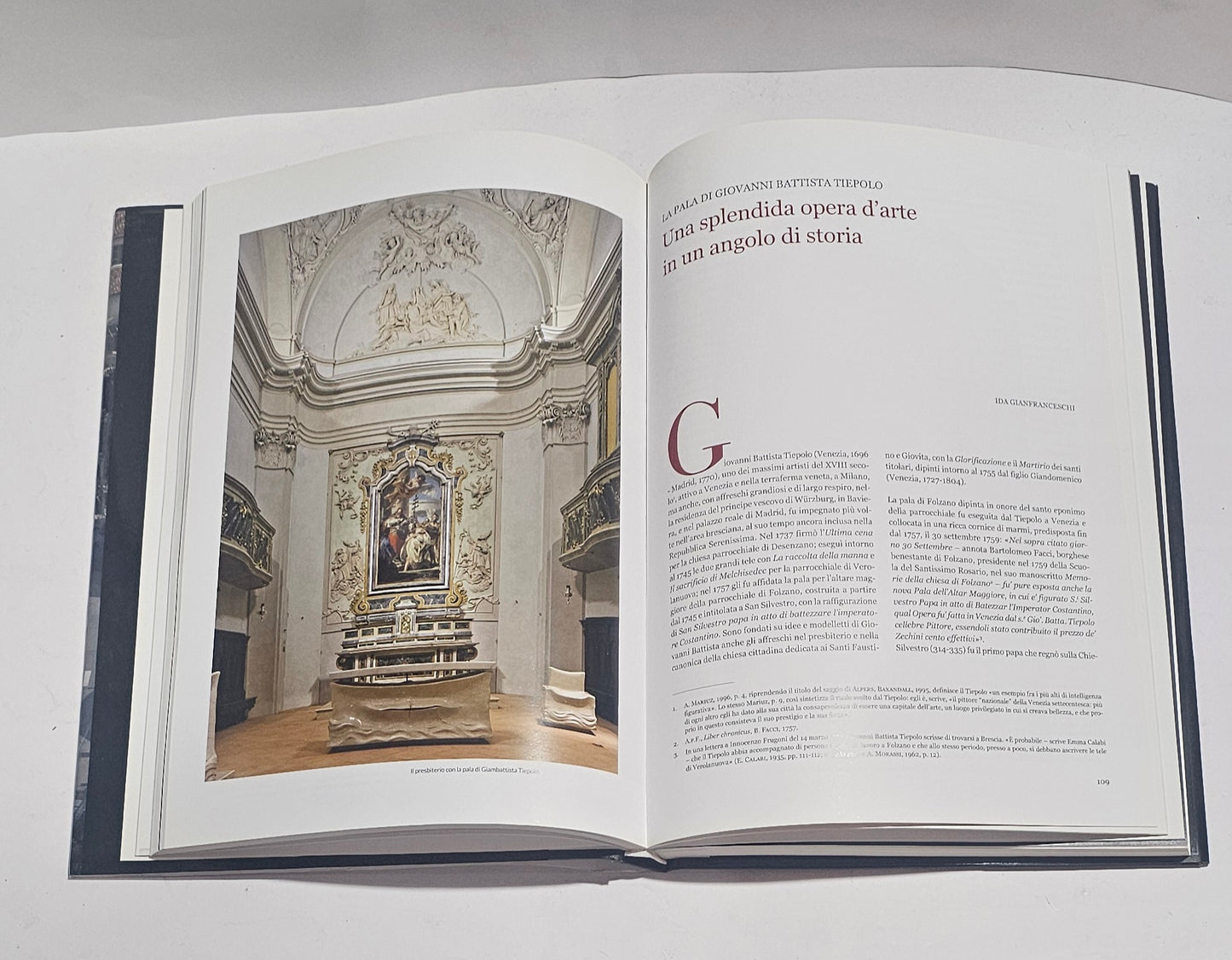 Interno libro sulla chiesa di San Silvestro Folzano Brescia