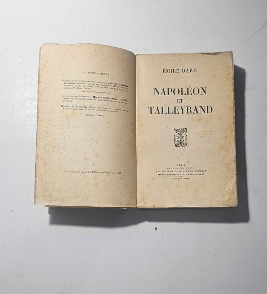 Volume storico francese Napoléon et Talleyrand con frontespizio originale iolibrocarmine