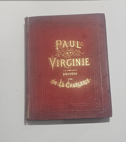 Libro antico Paul et Virginie copertina rossa dorata di piatto Lemerre