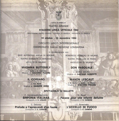 CITTA' DI BRESCIA STAGIONE LIRICA 1984