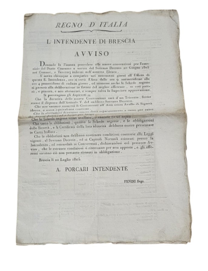 Elenco Del Dazio Consumo - Brescia 1805