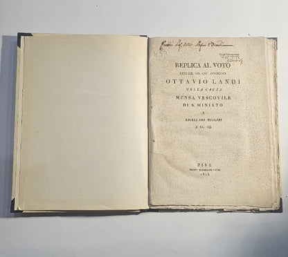 Replica Al Voto Dell'ill. Sig. Cav. Avvocato Ottavio Landi Nella Causa Mensa Vescovile Di S. Miniato E Livellari Bigazzi