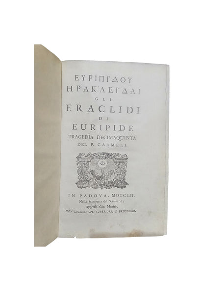 Tragedie di Euripide 3 vol. 1743 - 1744 - 1752