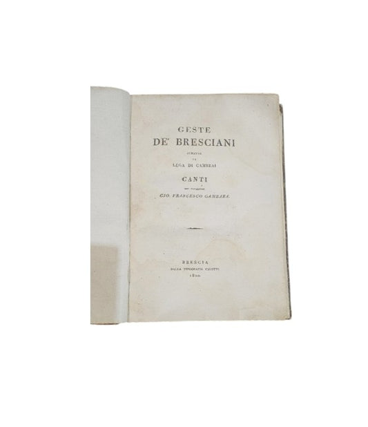 Geste De' Bresciani durante la Lega di Cambrai canti del Cav. Giovan Francesco Gambara