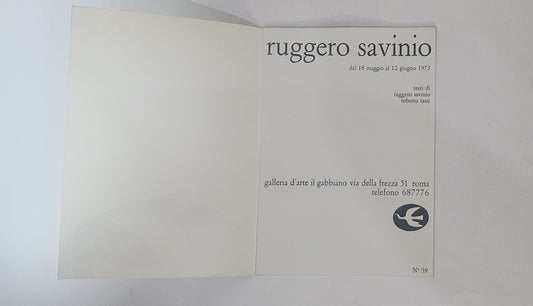 Ruggero Savinio – Catalogo Galleria Il Gabbiano Roma | Arte contemporanea