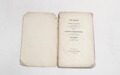 Frontespizio Dei Mezzi di Scemare la Miseria Giuseppe Saleri Brescia 1837 Tipografia Minerva