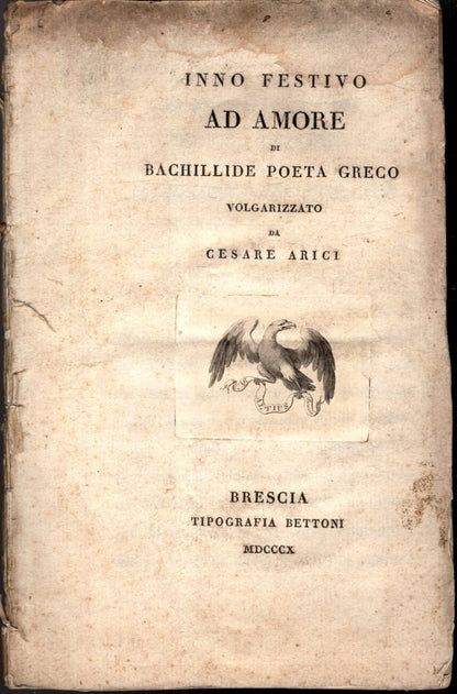 Inno Festivo Ad Amore Di Bachillide Poeta Greco 1810