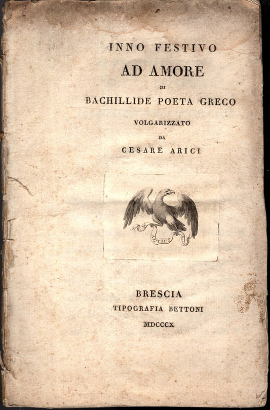 Inno Festivo Ad Amore Di Bachillide Poeta Greco 1810