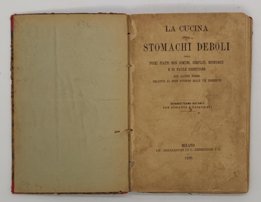 LA CUCINA DEGLI STOMACHI DEBOLI ** 1889