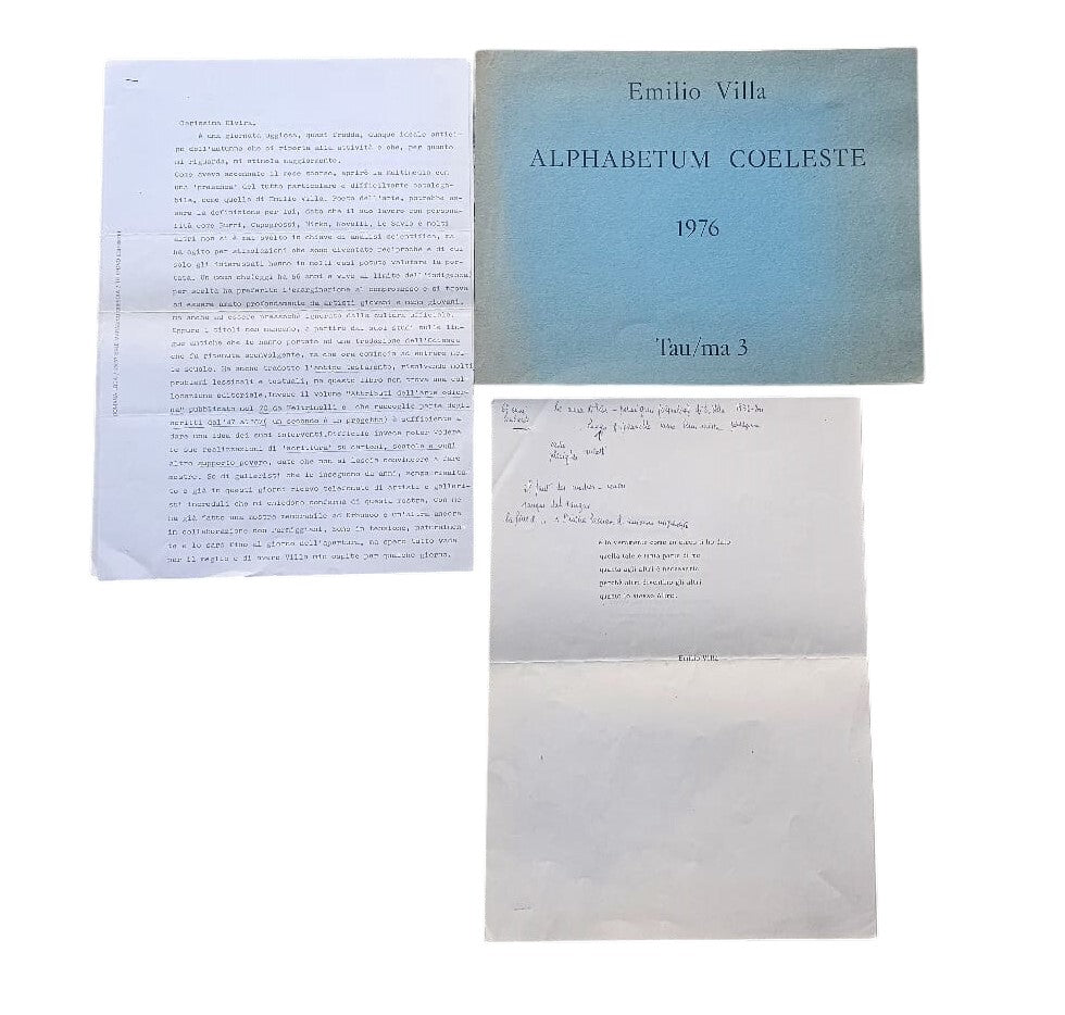 Emilio Villa – Alphabetum Coeleste – libro d'artista 1976 con lettera di Romana Loda