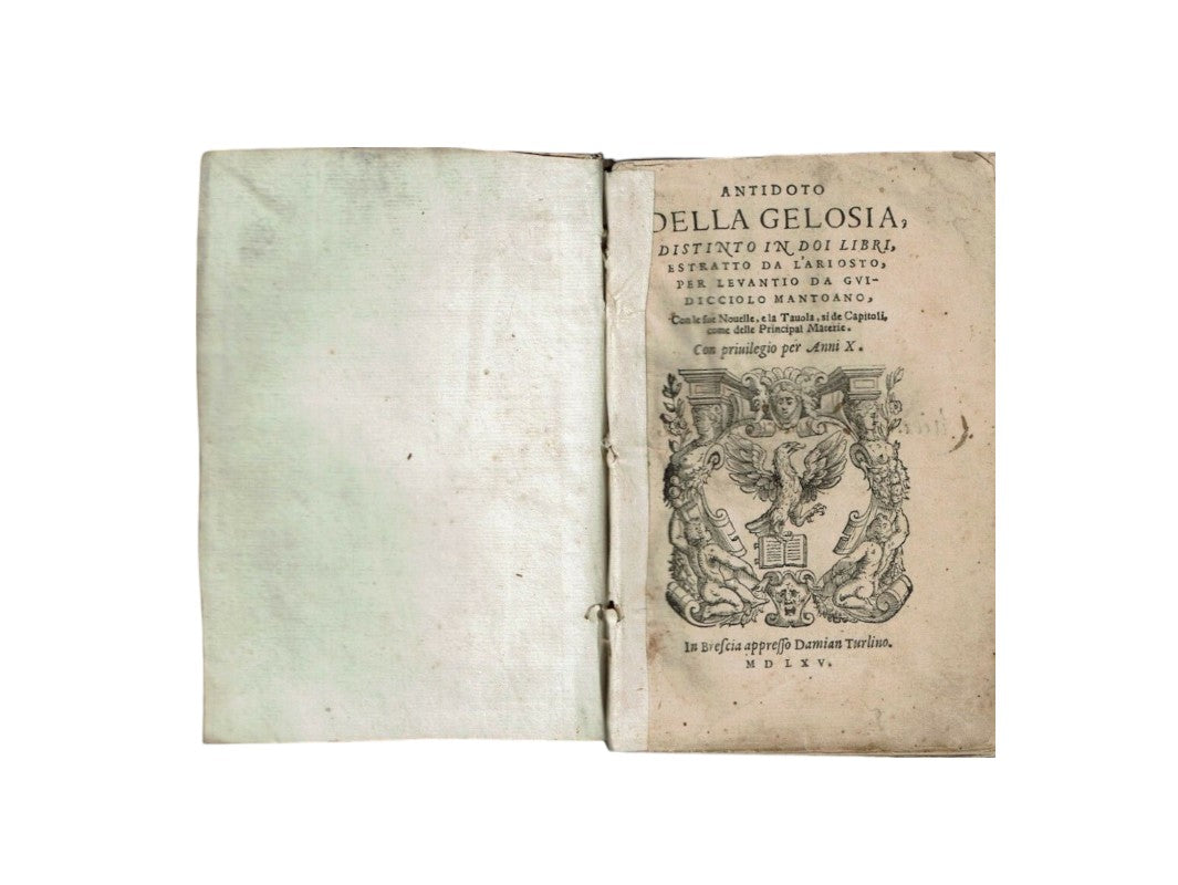 Antidoto della gelosia, distinto in doi libri, estratto dall'Ariosto per Levantio da Guidocciolo Mantoano