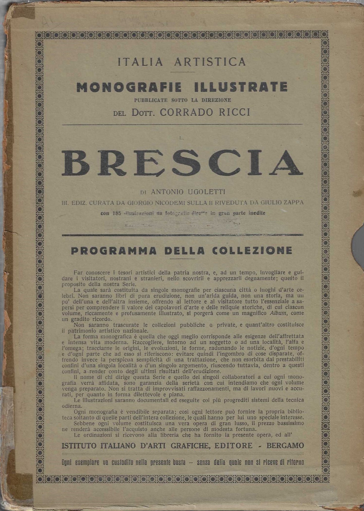 Brescia Collana Artistica N° 50 "Monografie Illustrate - Antonio Ugoletti