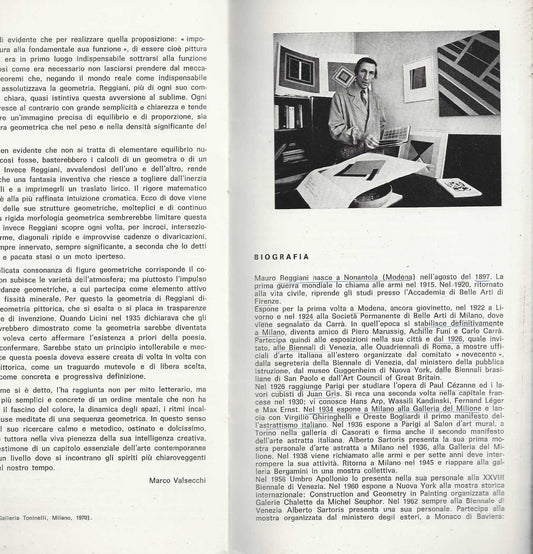 Mauro Reggiani Documenti Galleria Martano /due opuscolo catalogo mostra 1971