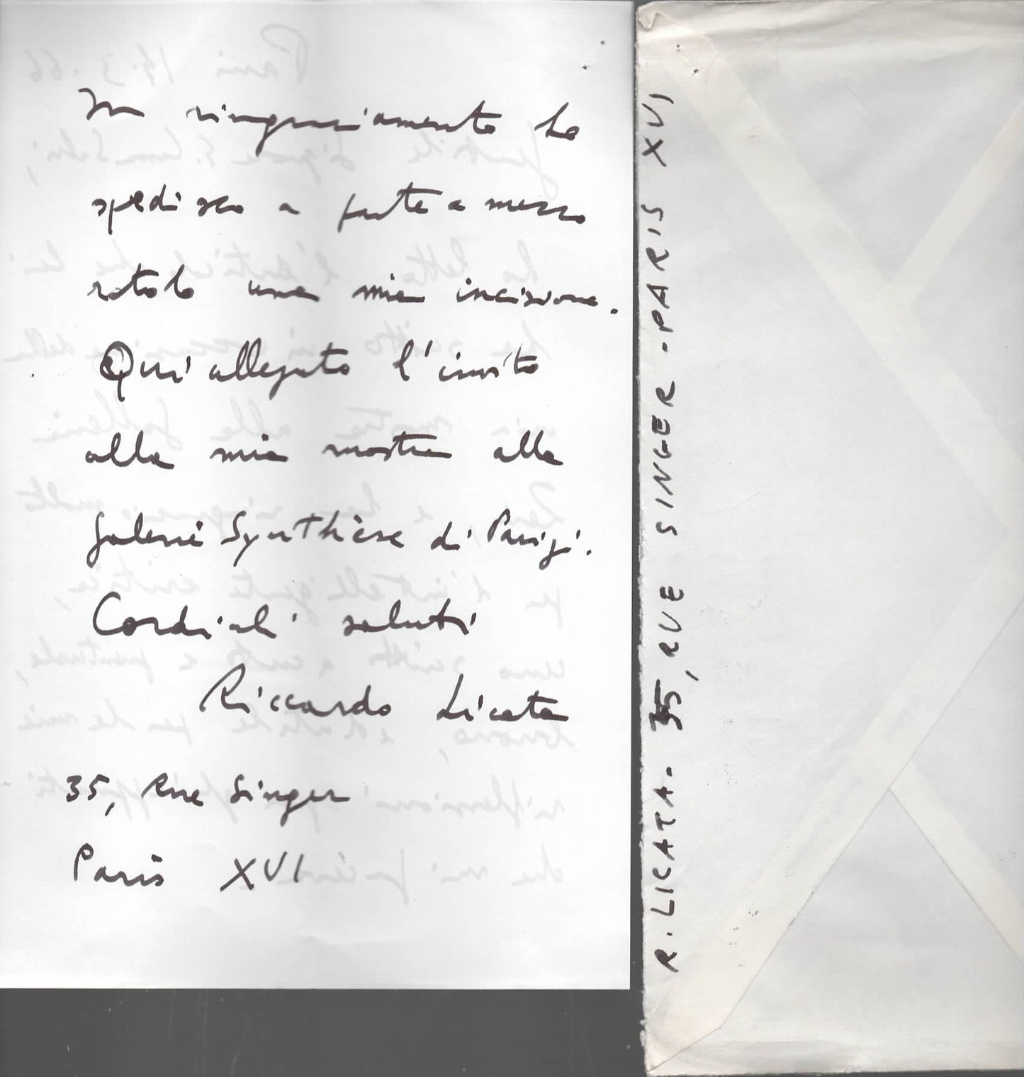 Lettera autografa di Riccardo Licata del 1966 con brochure della mostra