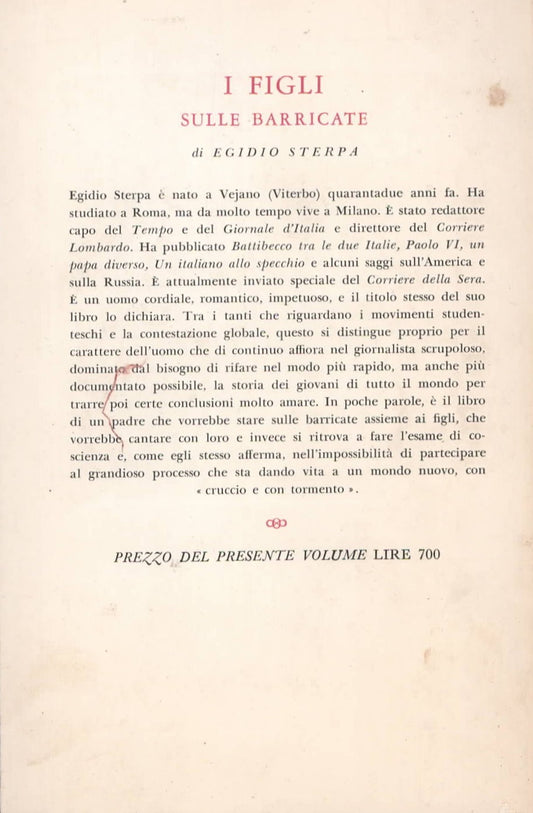 I figli sulle barricate di Egidio Sterpa - Longanesi 1968