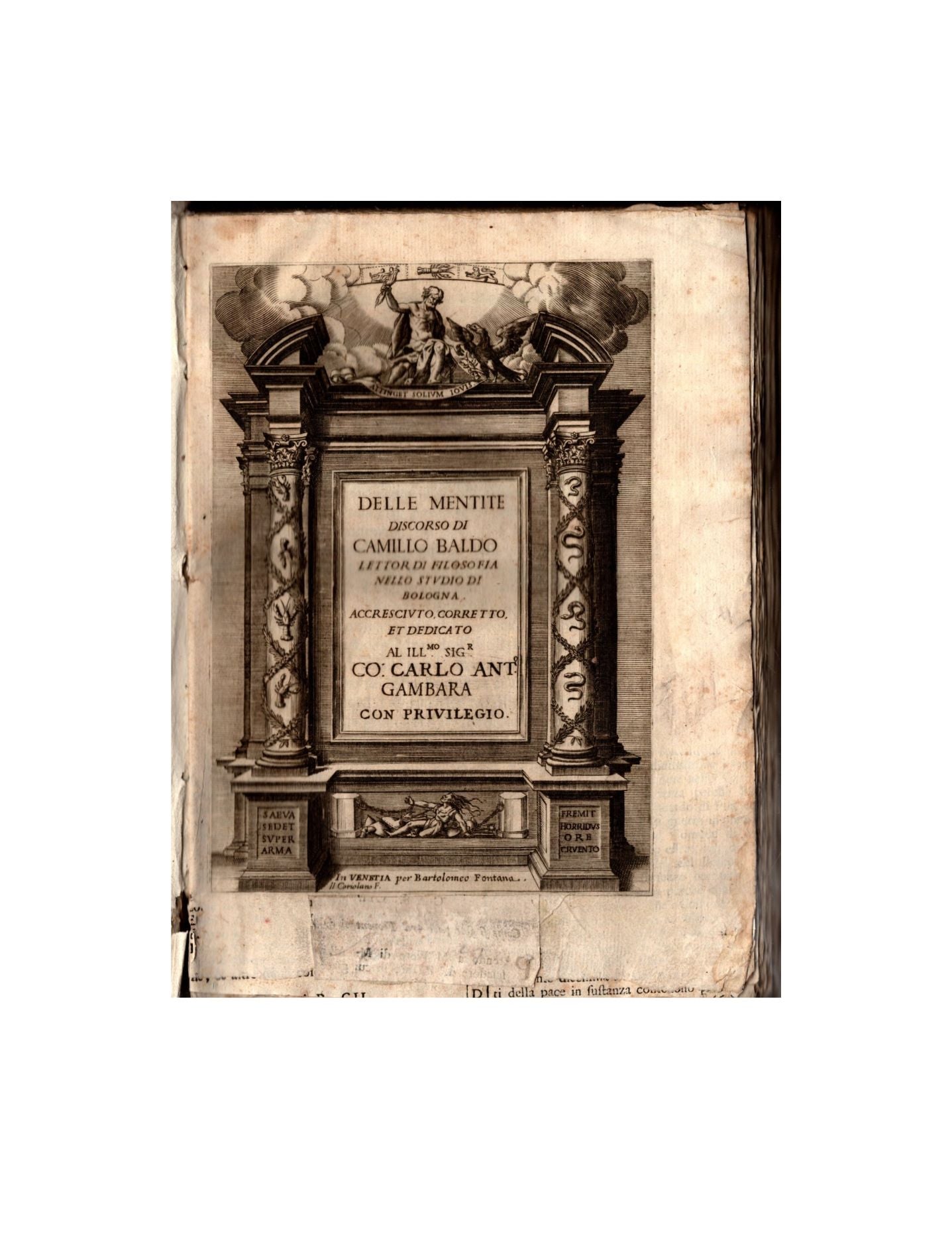 Delle mentite discorso di Camillo Baldi lettor di filosofia nello studio di Bologna