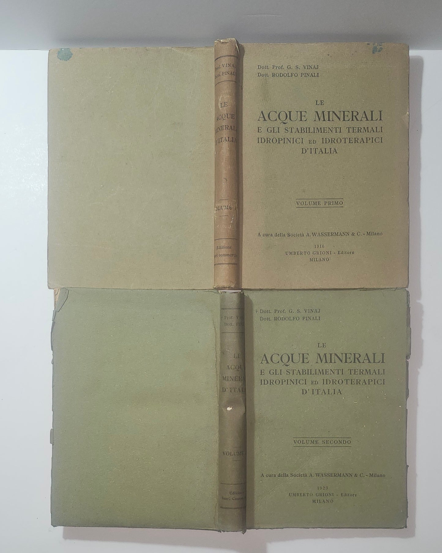 Le Acque Minerali e gli Stabilimenti Termali Idropinici ed Idroterapici d'Italia – Vinaj Pinali – 2 Volumi 1916-1923 - IOLIBROCARMINE