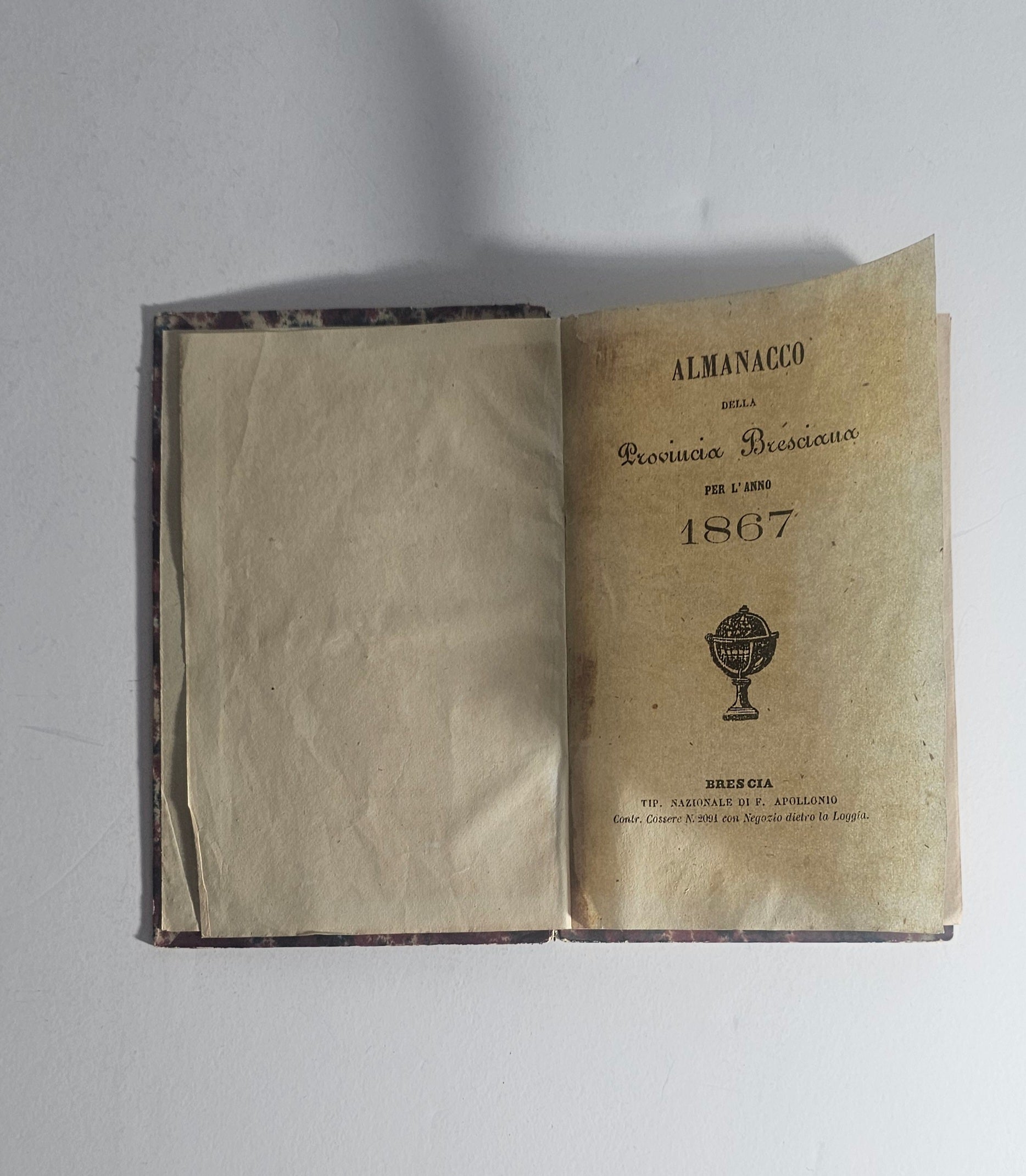Almanacco Provincia Bresciana 1867 libro antico Brescia
