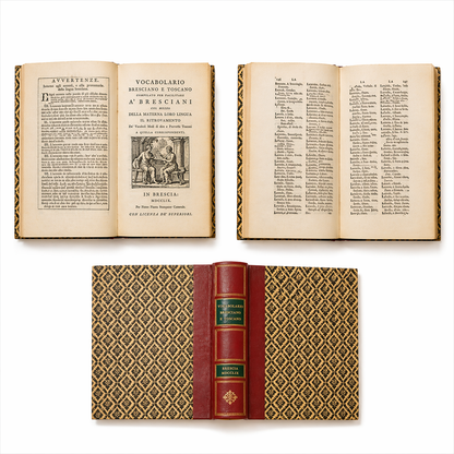 iolibrocarmine vocabolario bresciano toscano facsimile dorso pelle collage
