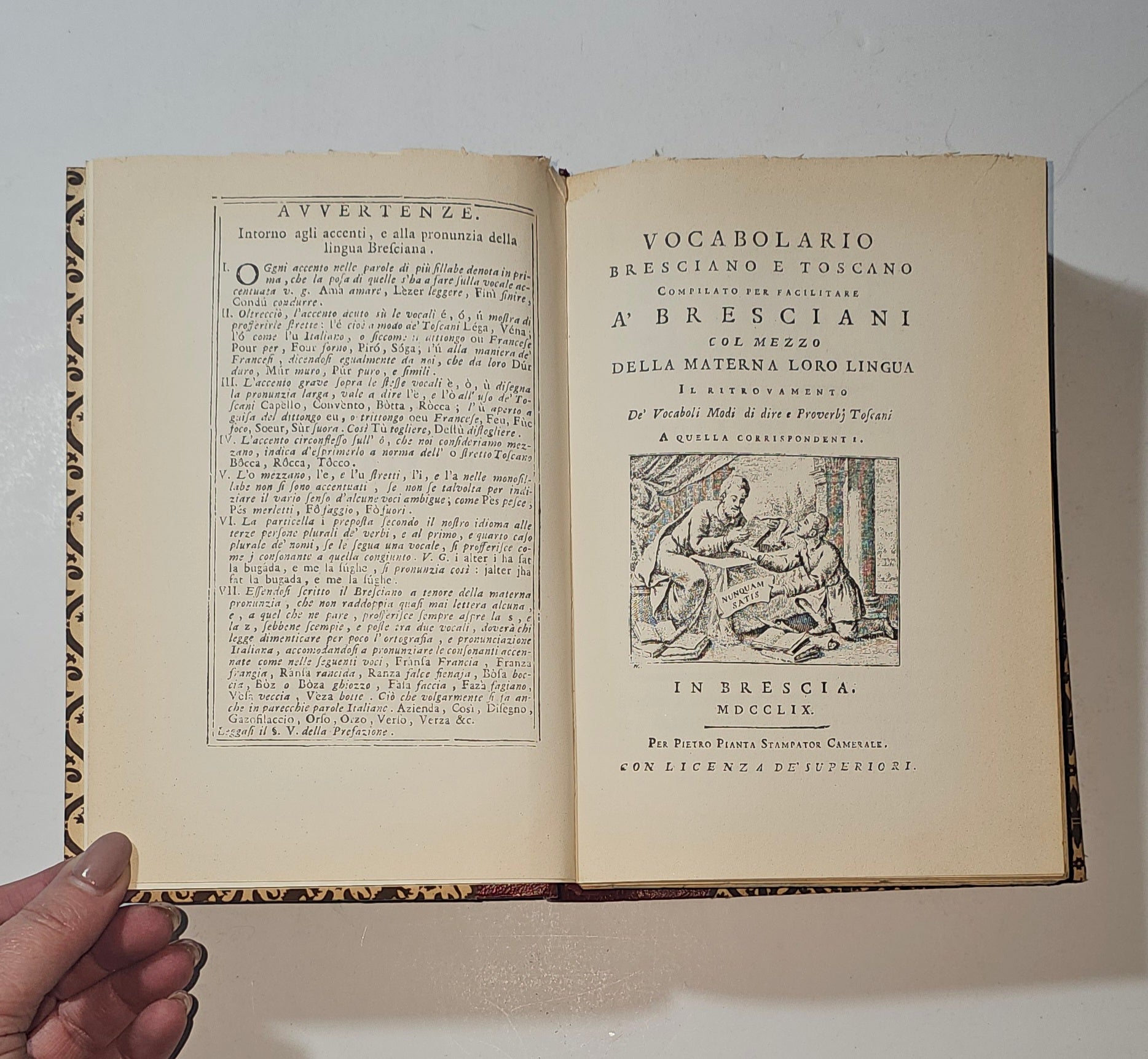 iolibrocarmine frontespizio vocabolario bresciano ristampa 1769
