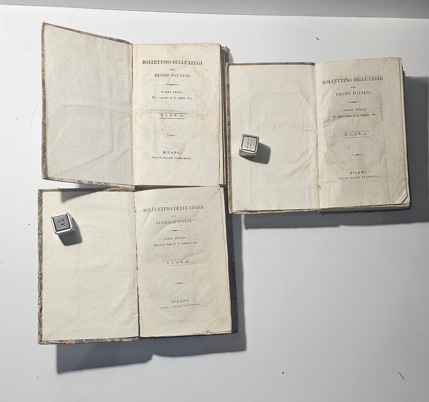 Frontespizi originali del Bollettino delle Leggi Regno d Italia 1807 io libro carmine