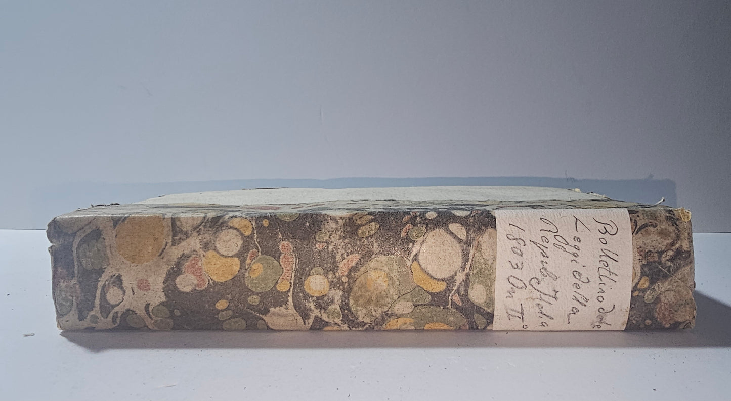 Dorso originale del Bollettino delle Leggi della Repubblica Italiana 1803 io libro carmine