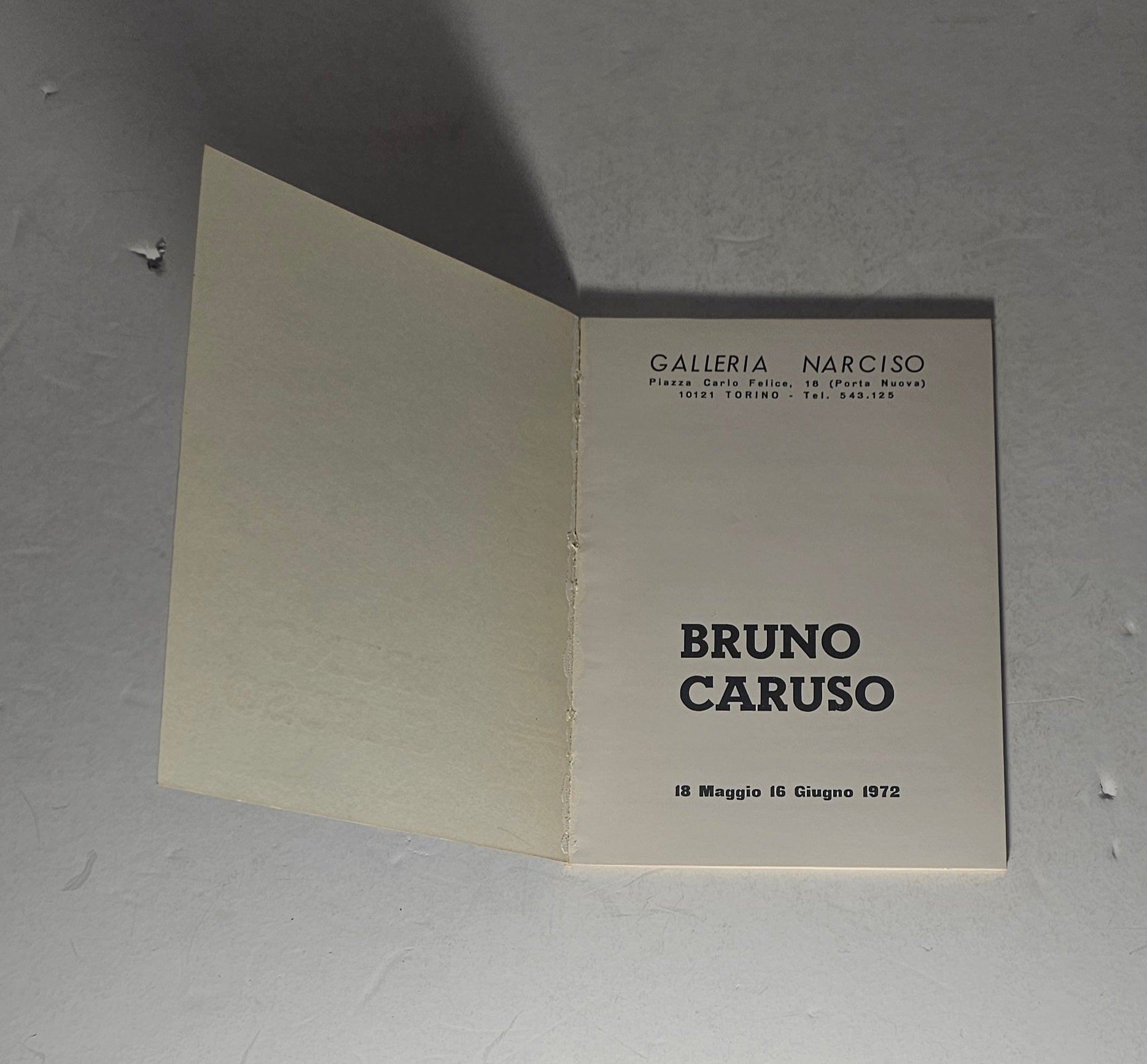 frontespizio catalogo bruno caruso mostra torino 1972