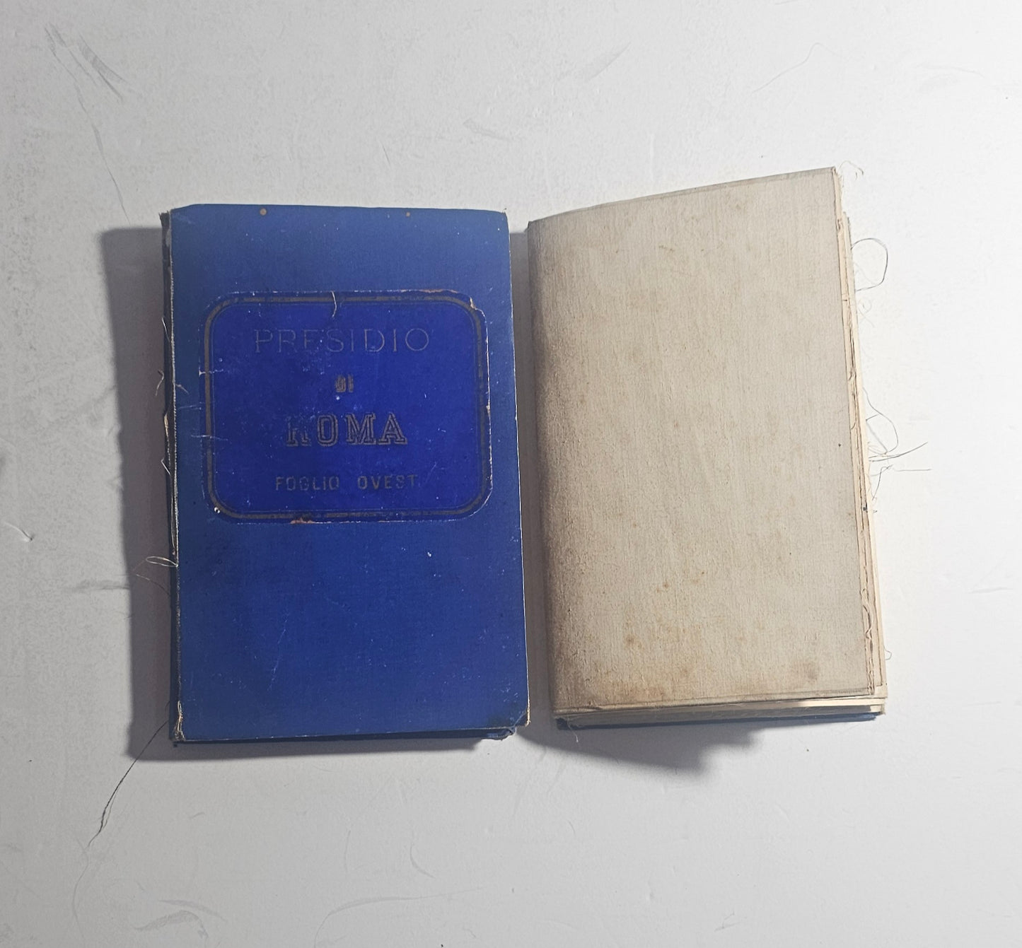 Custodia originale blu Carta del Presidio di Roma Foglio Ovest mappa topografica militare antica iolibrocarmine
