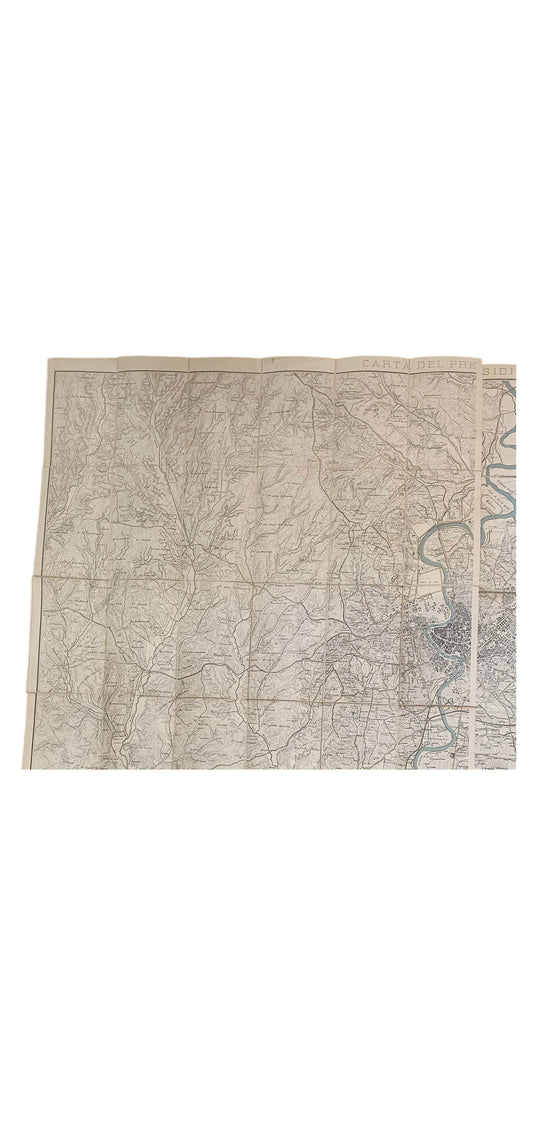Carta del Presidio di Roma grande mappa topografica militare antica dettagli Tevere iolibrocarmine