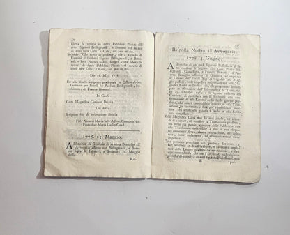 Documento storico legale su carta vergata XVIII secolo Brixia