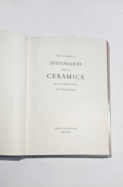 Frontespizio Dizionario della ceramica Mia Cinotti Ideal Standard Milano