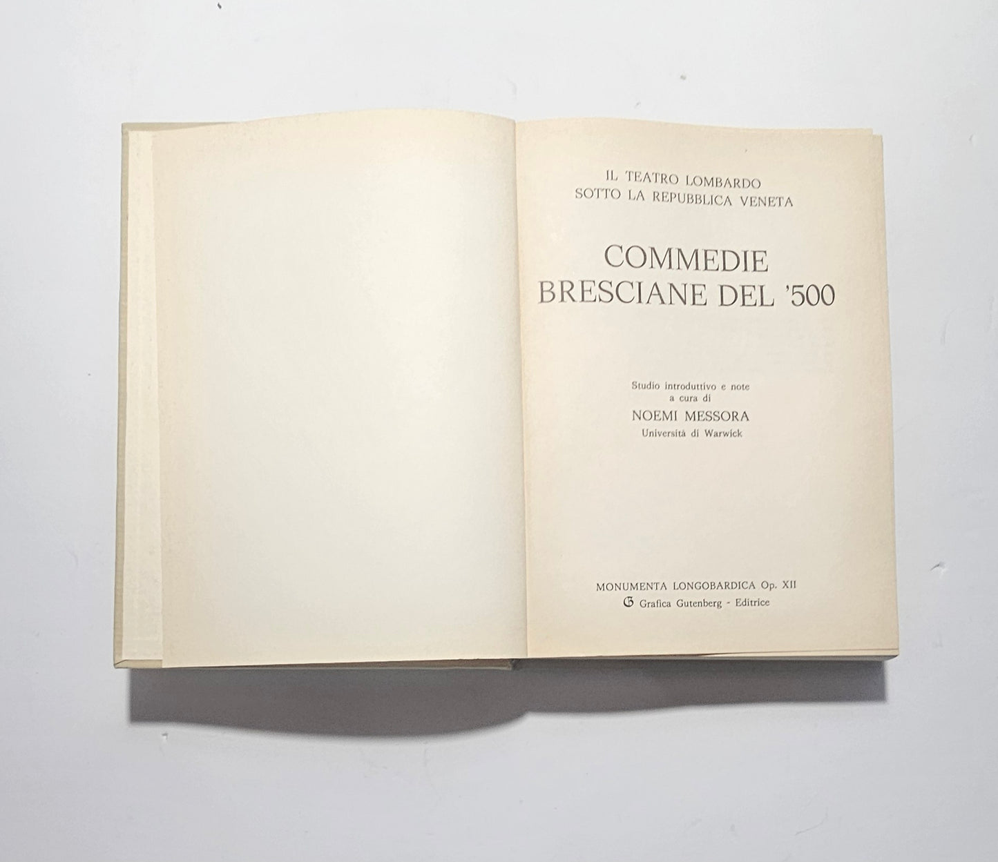 Frontespizio Noemi Messora commedie bresciane
