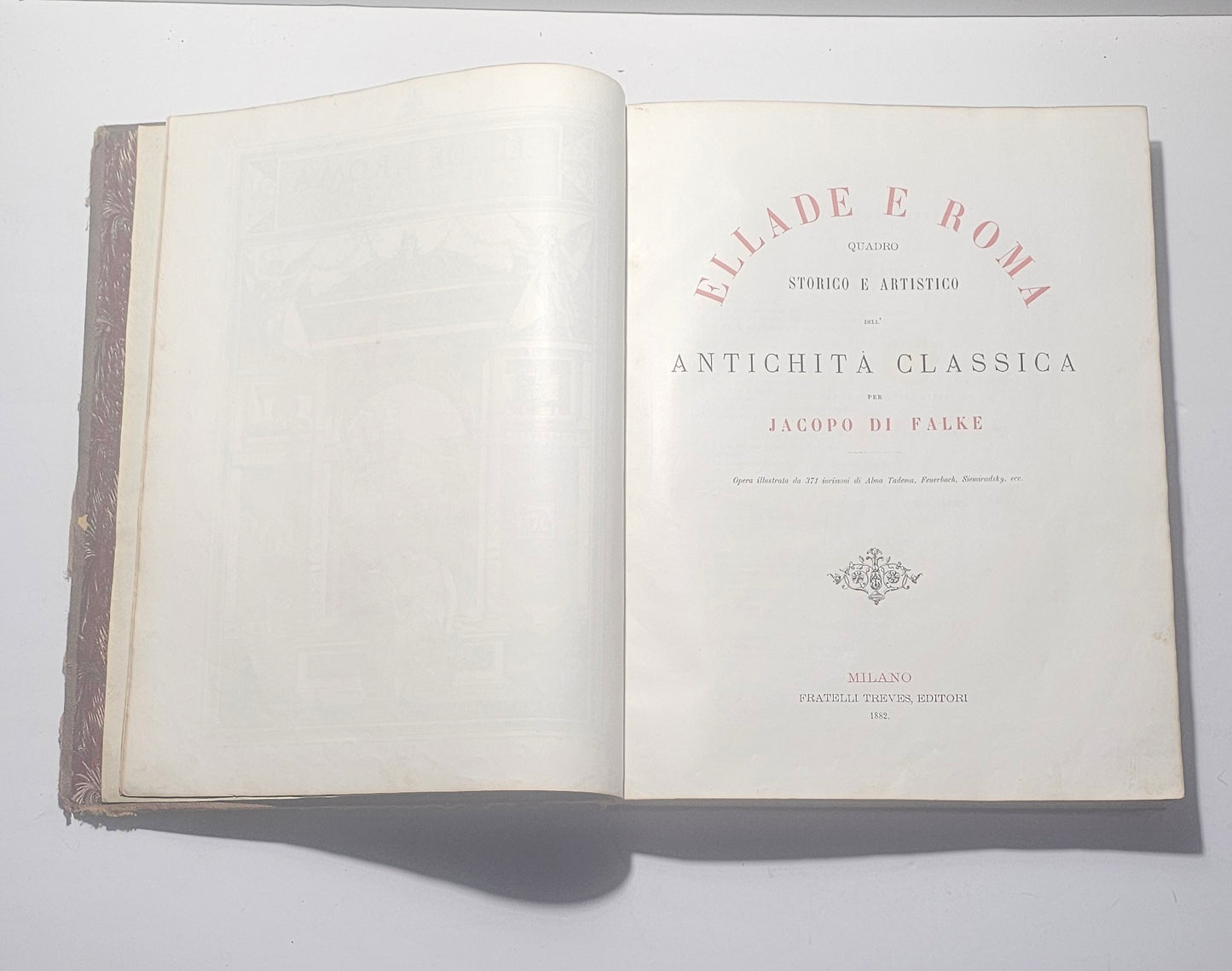 ellade e roma jacopo di falke libro antico 1882 frontespizio fratelli treves 
