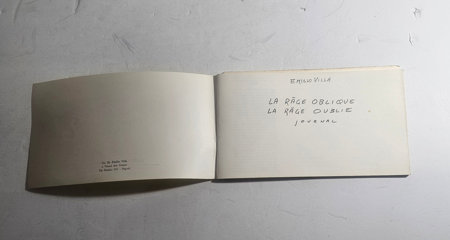 Frontespizio del libro d'artista La Râge Oblique La Râge Oublie di Emilio Villa Iolibrocarmine