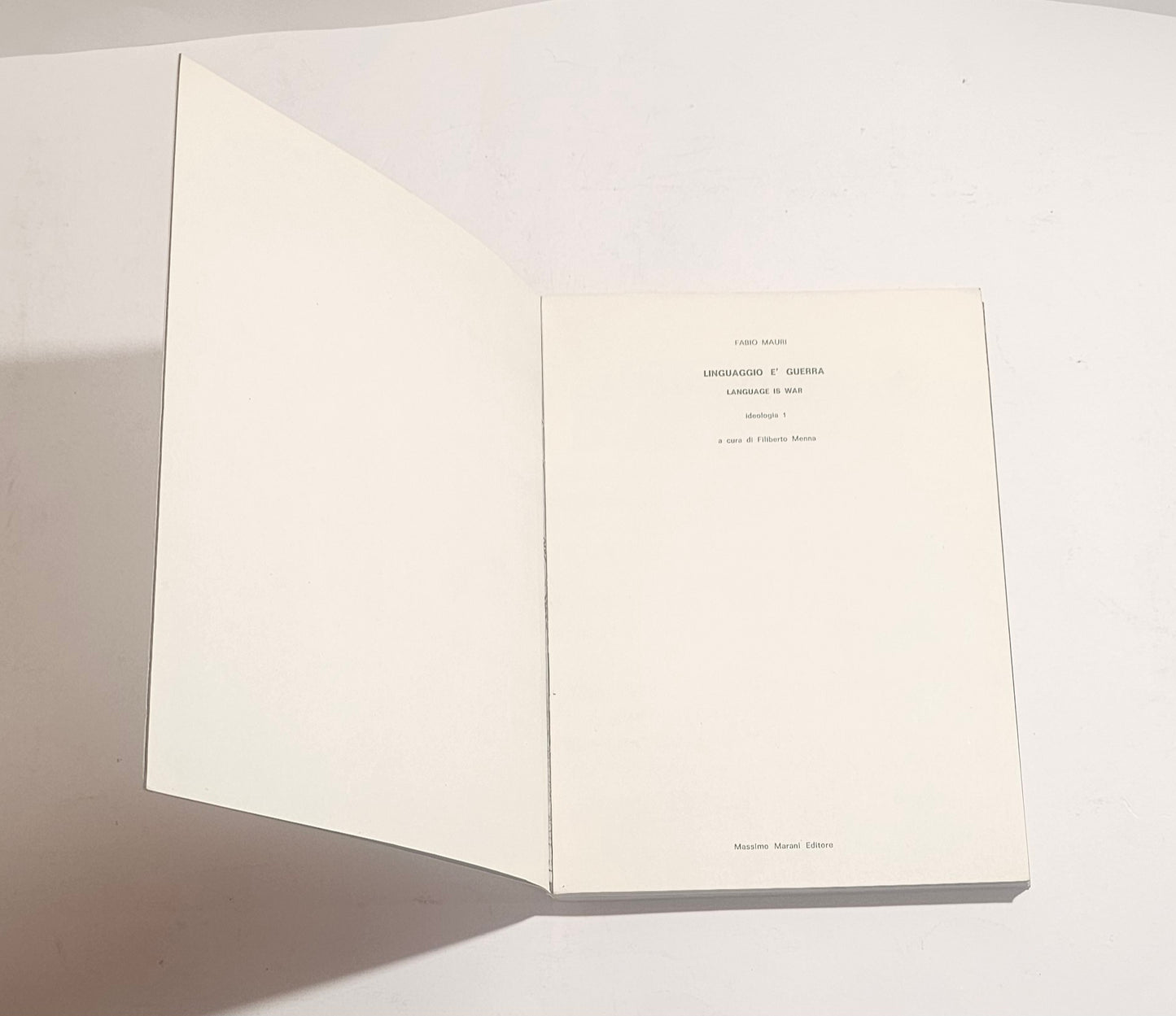 Fabio Mauri Linguaggio è guerra libro arte concettuale italiana ideologia frontespizio