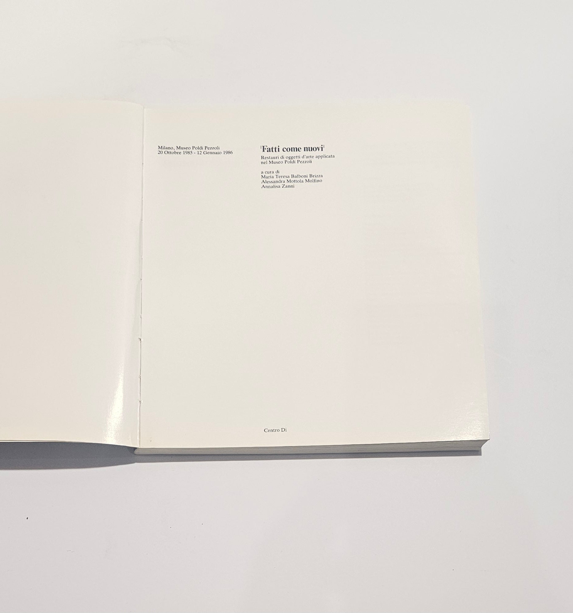 Frontespizio libro Fatti come nuovi Museo Poldi Pezzoli Milano