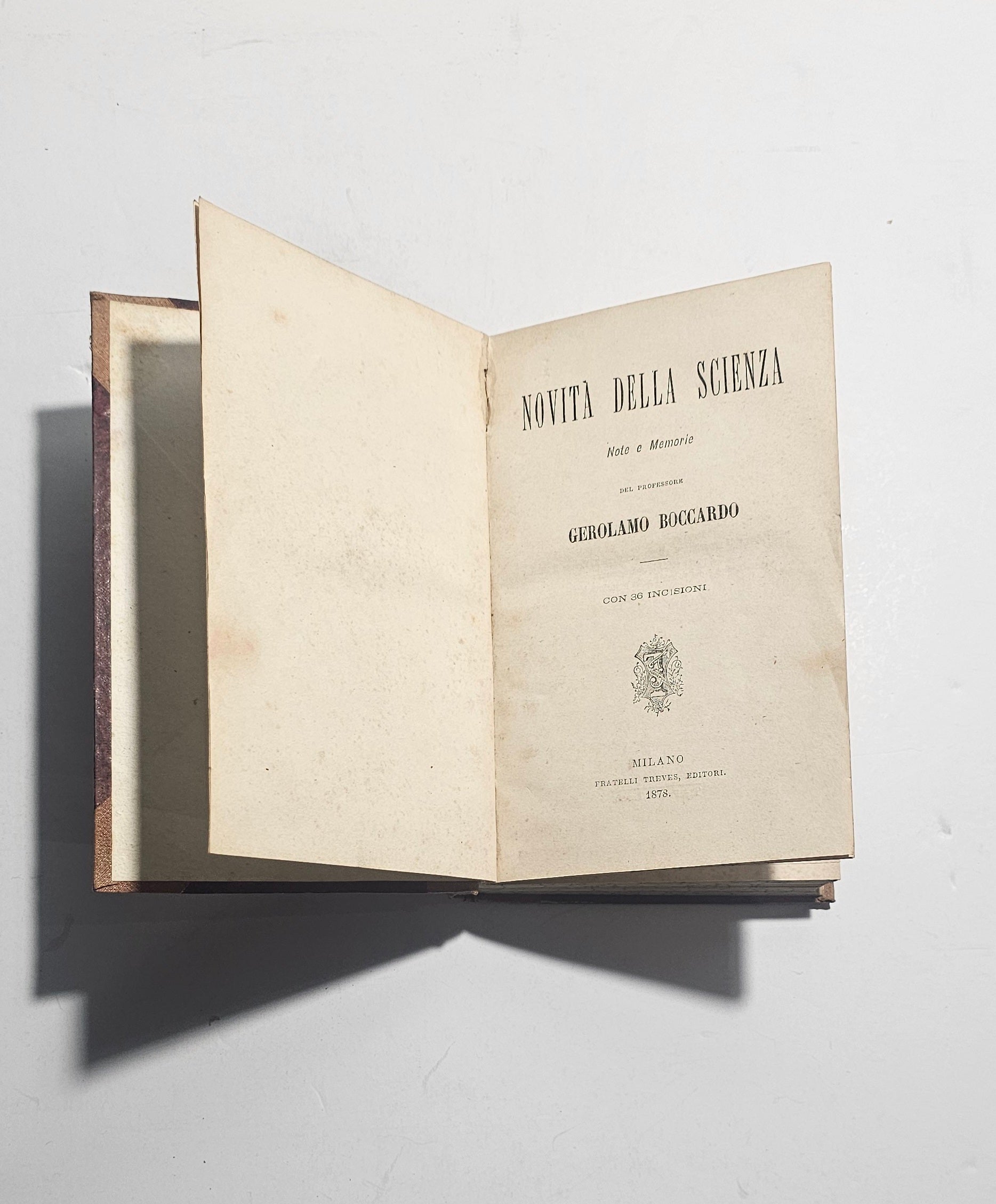 Frontespizio libro Novita della scienza Boccardo 1878
