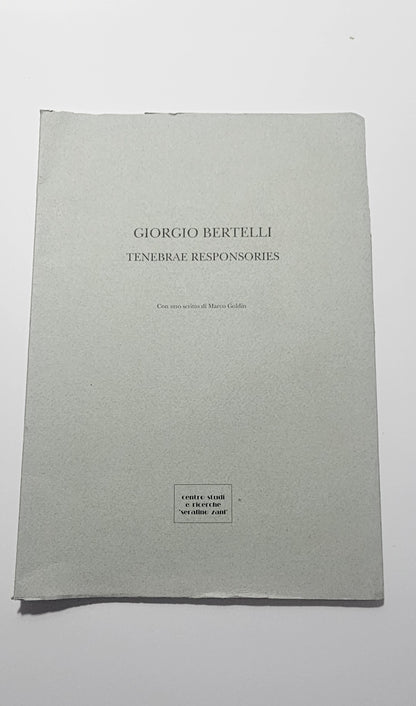 Libro Giorgio Bertelli Tenebrae Responsories arte sacra io libro carmine libreria antiquaria
