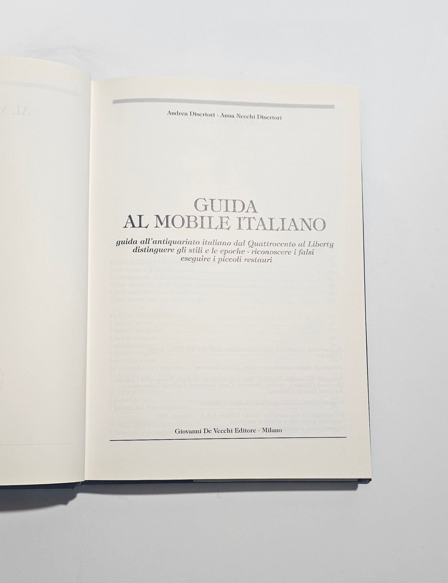 Frontespizio libro Guida al Mobile Italiano antiquariato