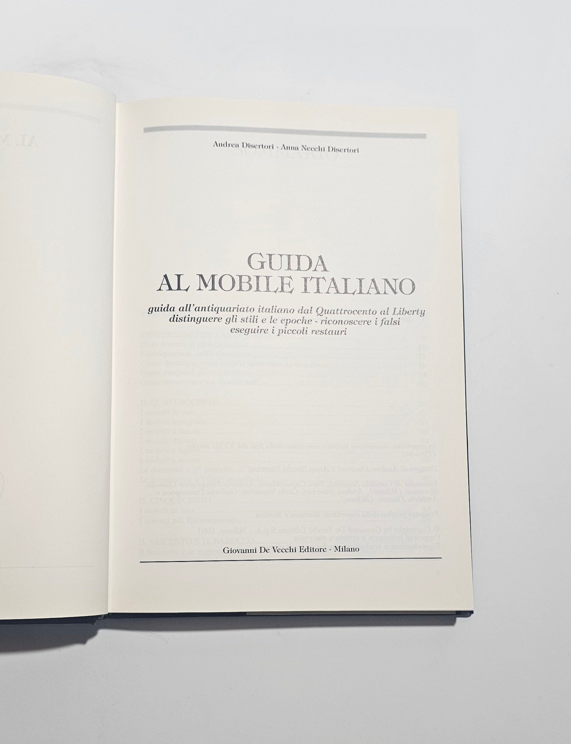 Frontespizio libro Guida al Mobile Italiano antiquariato