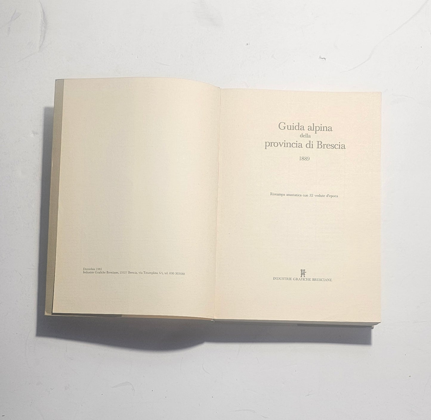 Frontespizio della Guida Alpina della Provincia di Brescia ristampa anastatica iolibrocarmine