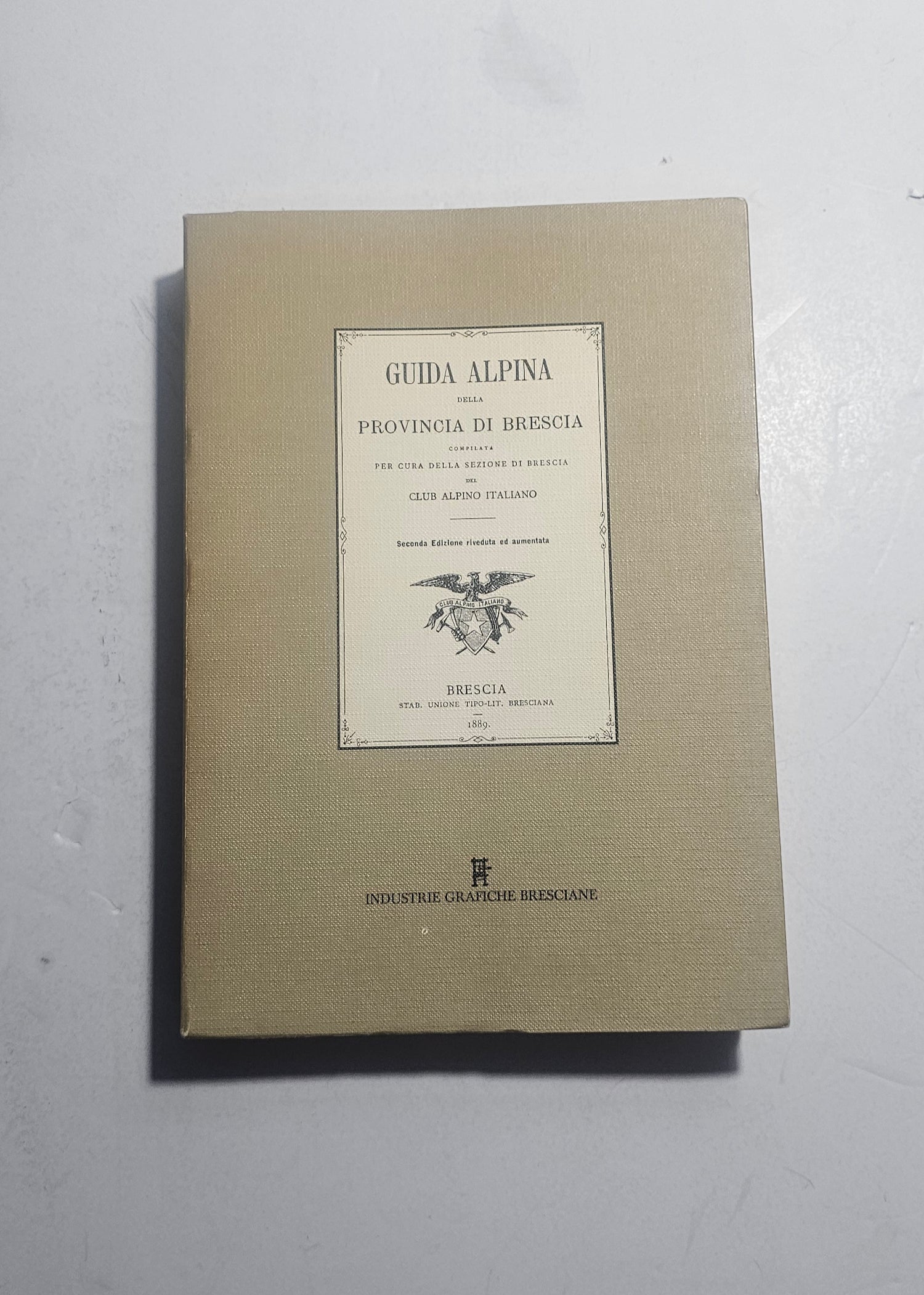Copertina della Guida Alpina della Provincia di Brescia 1889 CAI iolibrocarmine