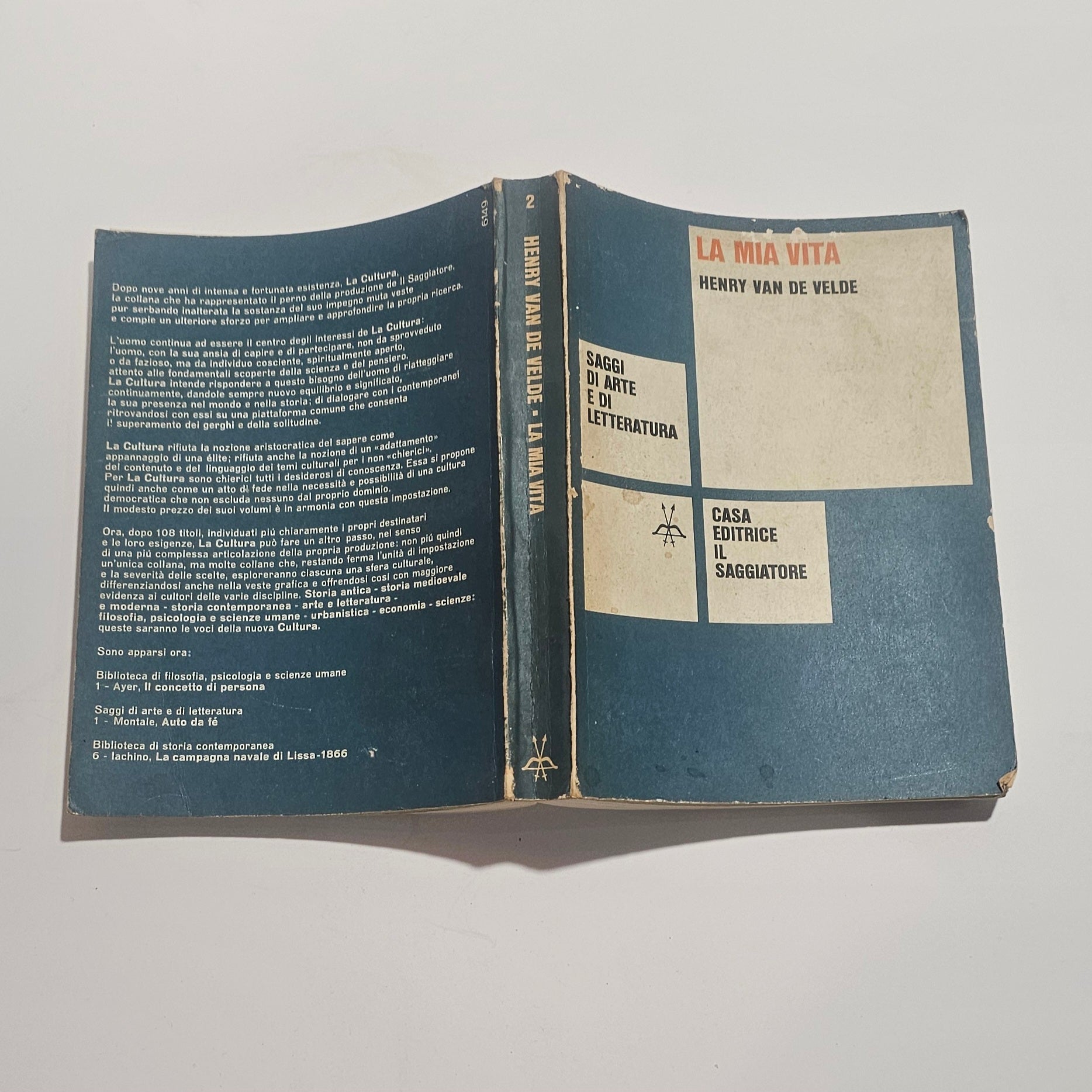 Copertina aperta libro Henry Van de Velde La mia vita Il Saggiatore